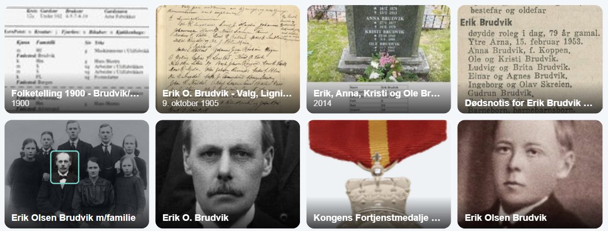 Photos and documents linked to Erik